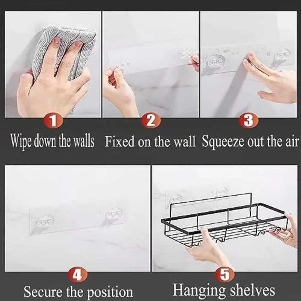 NEW- SRJZMLY 5 Pack Shower Caddy Shelf Organizer Rack Rustproof Stainless Black